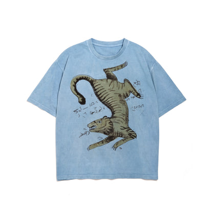 oversized organic cotton printed t-shirt in light indigo