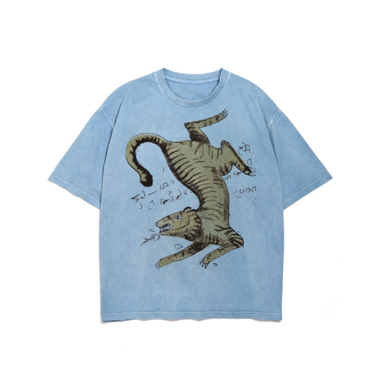 oversized organic cotton printed t-shirt in light indigo