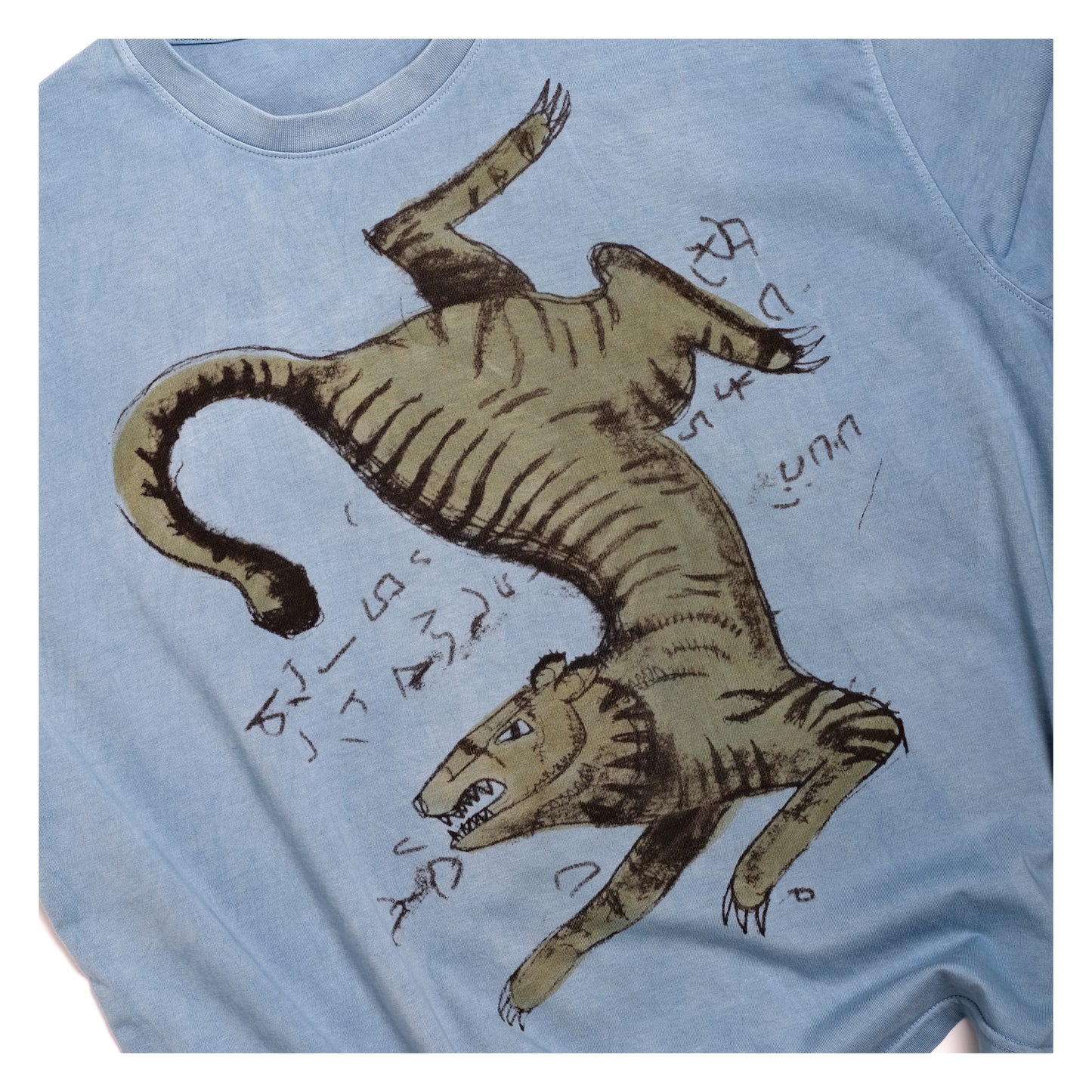 oversized organic cotton printed t-shirt in light indigo