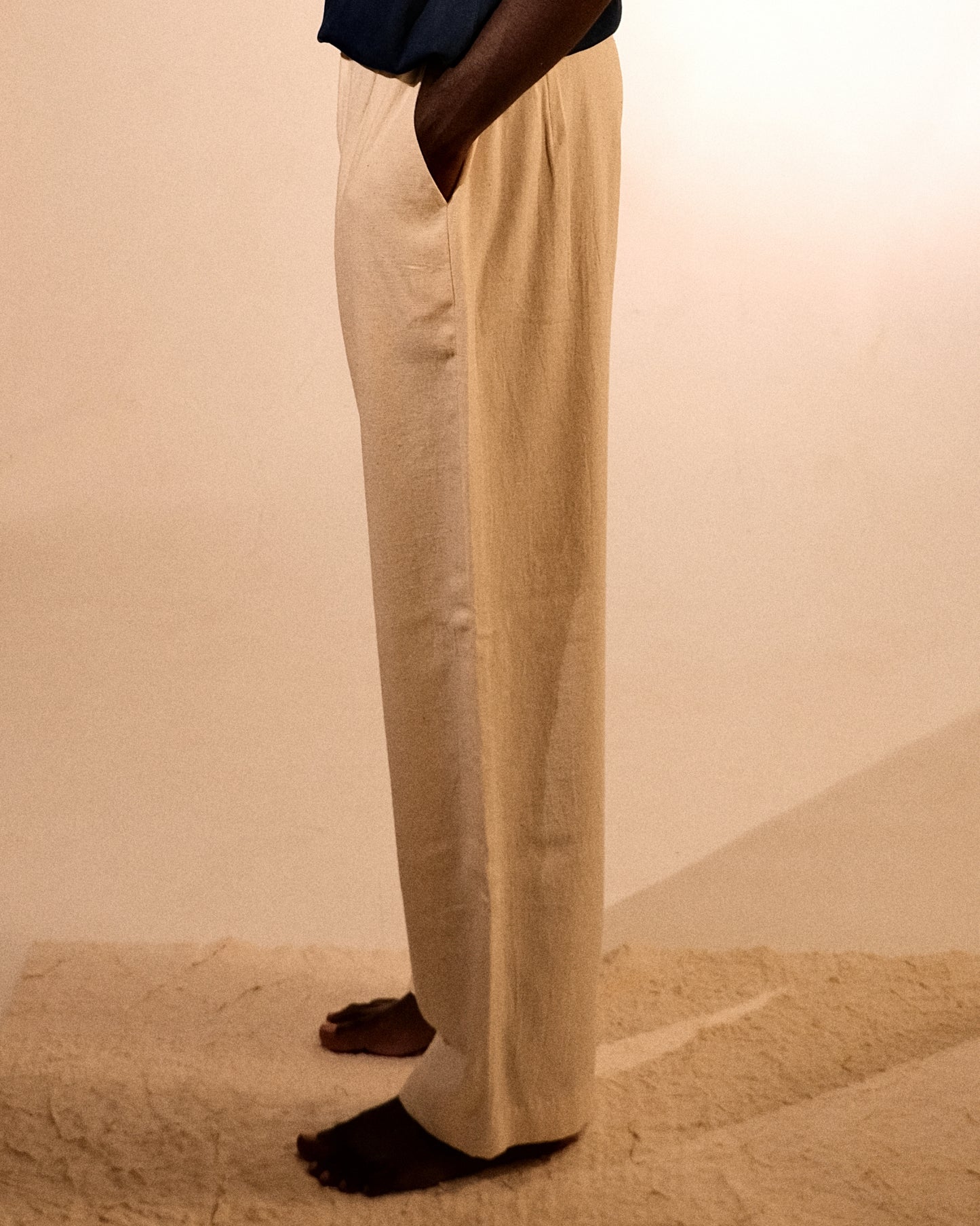 plain unisex trouser in ecru