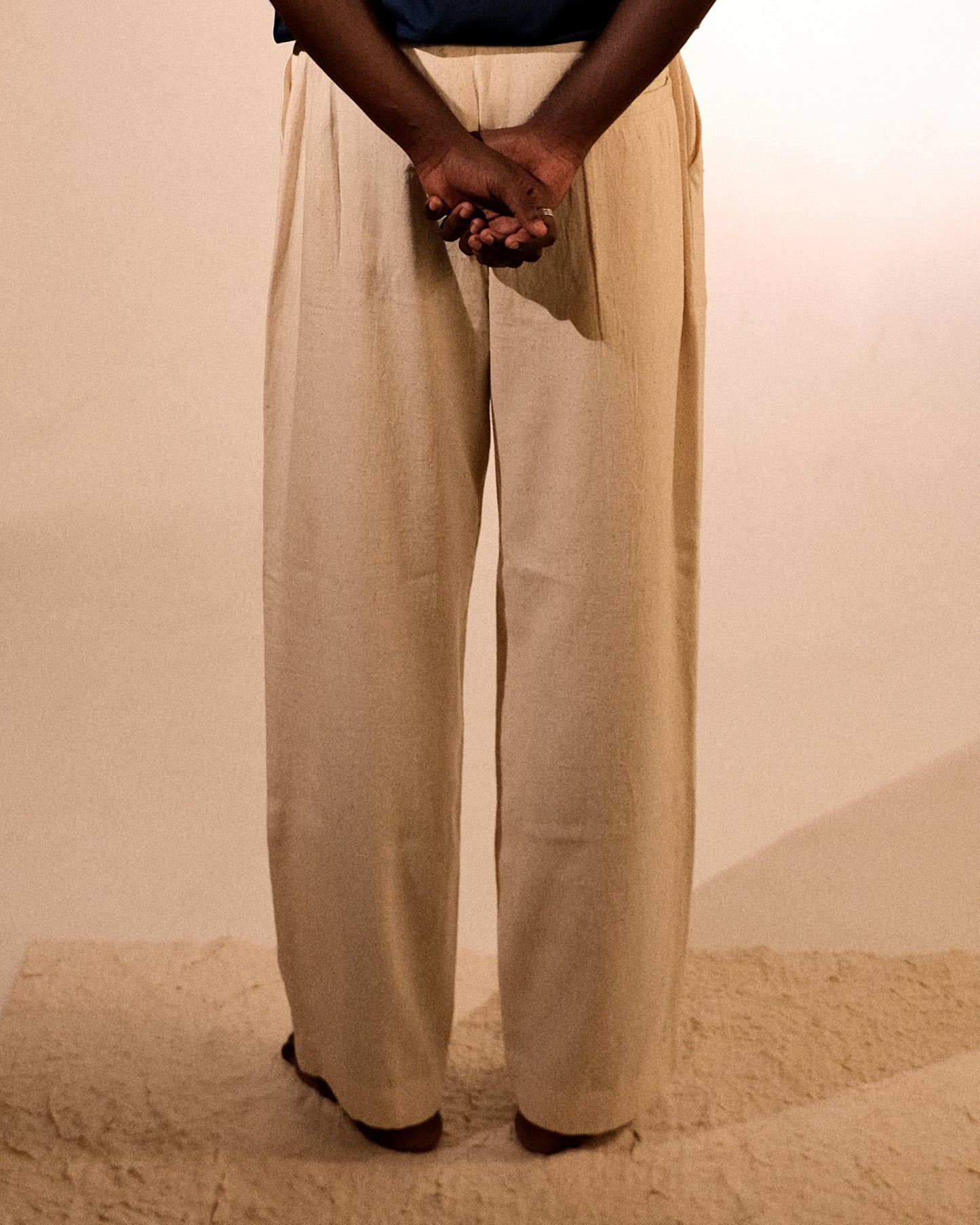 plain unisex trouser in ecru