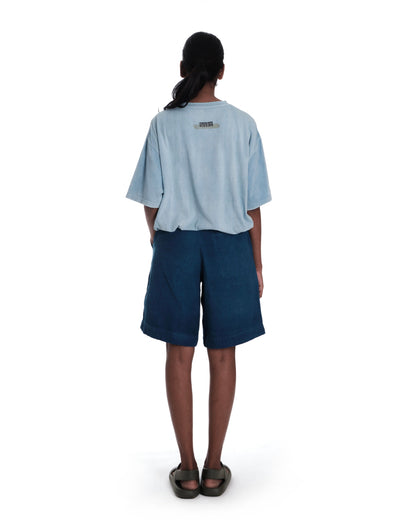 oversized organic cotton printed t-shirt in light indigo