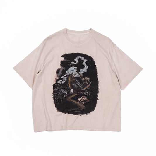 oversized organic cotton printed t-shirt in ecru