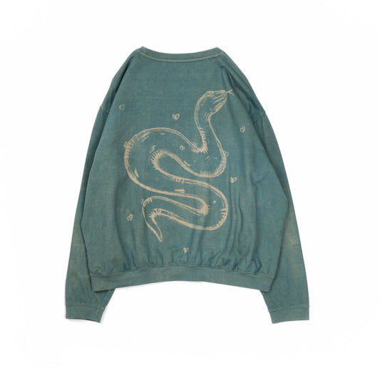 oversized organic cotton crew neck in forest green