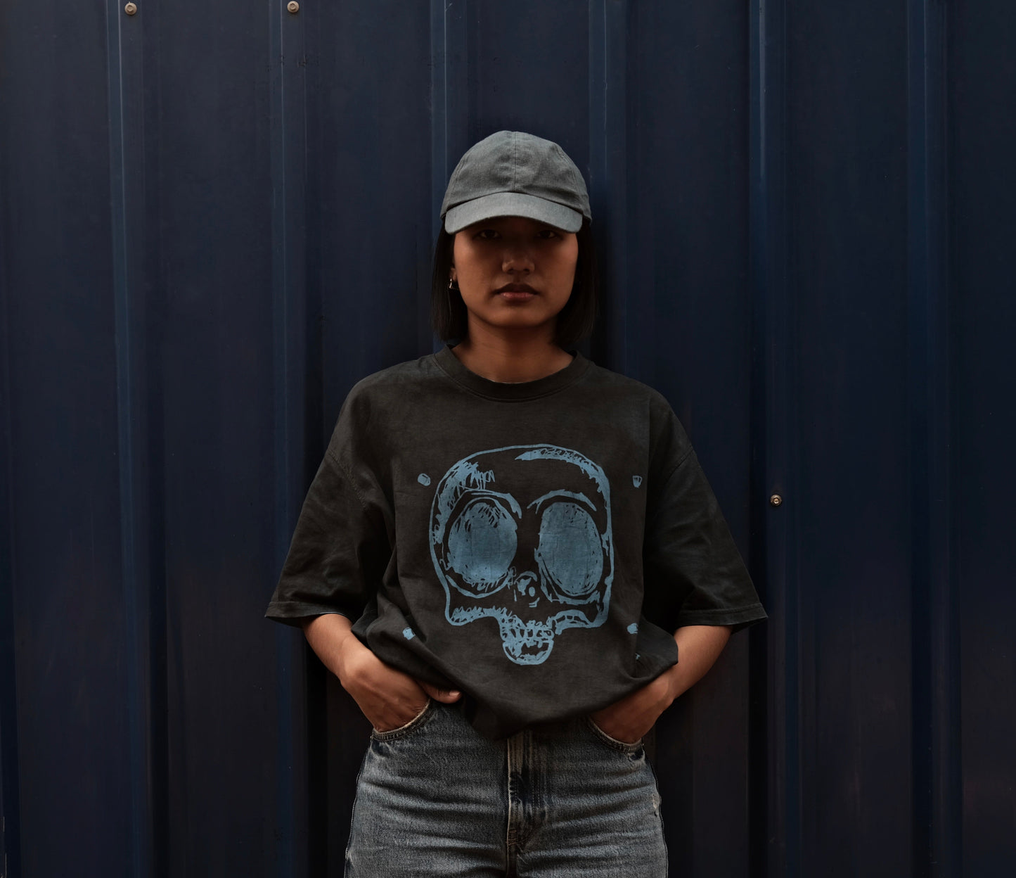 Skull head in “Neon indigo”