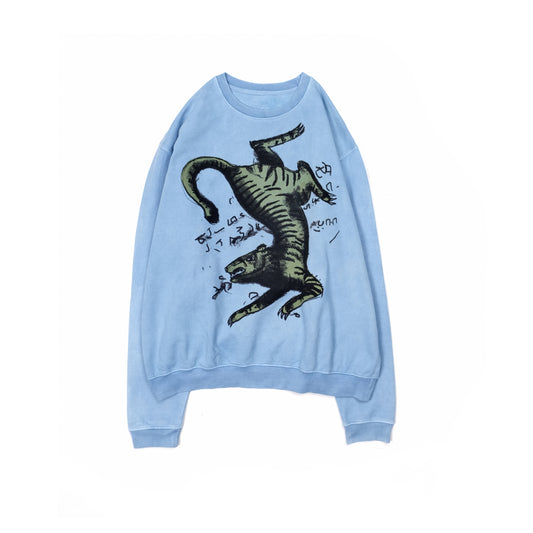 oversized printed organic cotton crew neck in Light Indigo